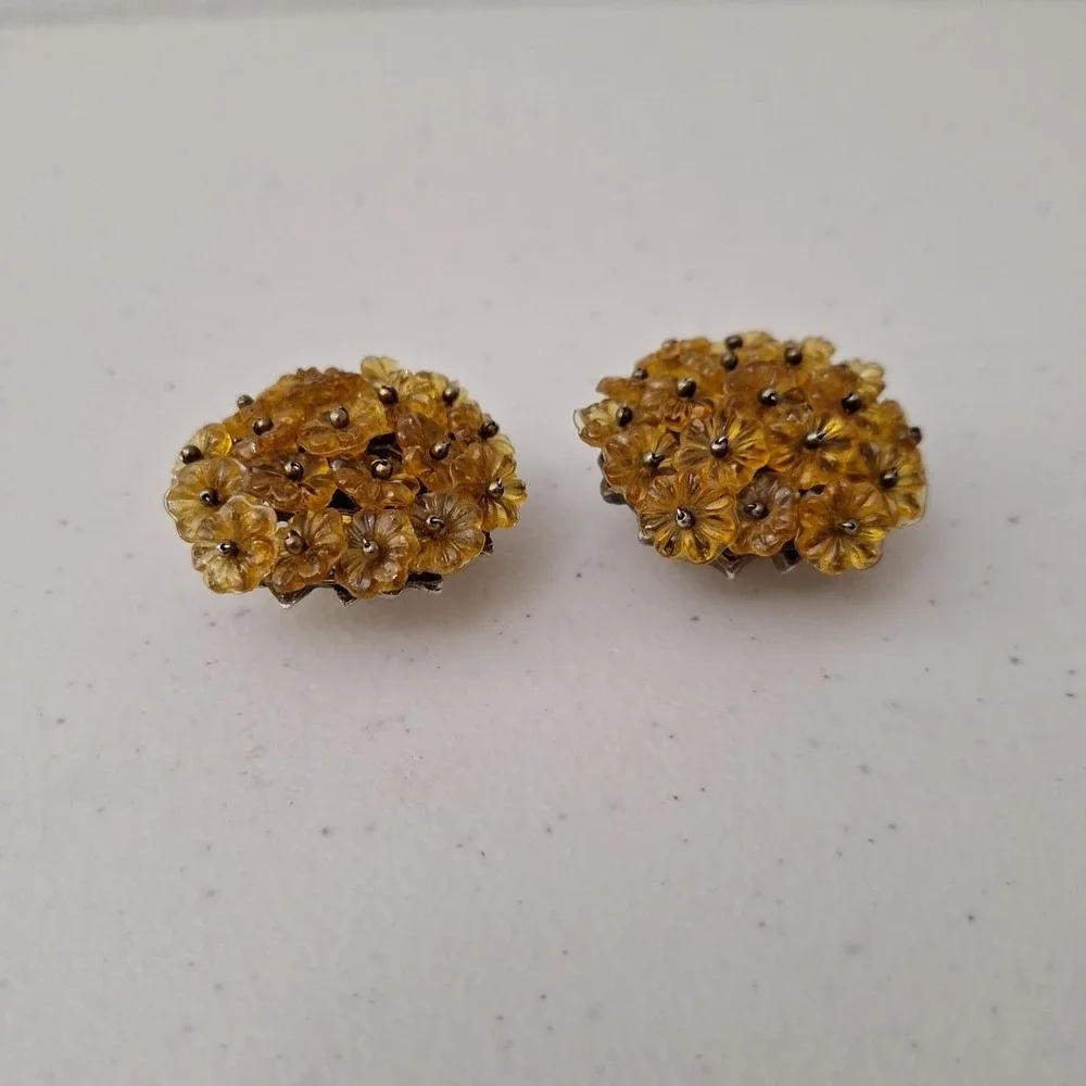 Vintage Antique MCM Ornate Flower Drawer Pulls Knob Door Handles, Set of 2